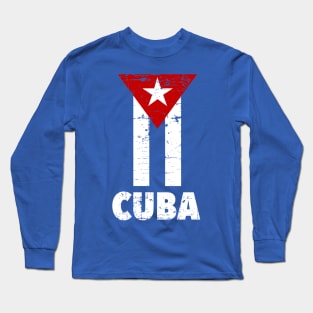 Cuban flag - Bandera de cuba - vintage grunge design Long Sleeve T-Shirt